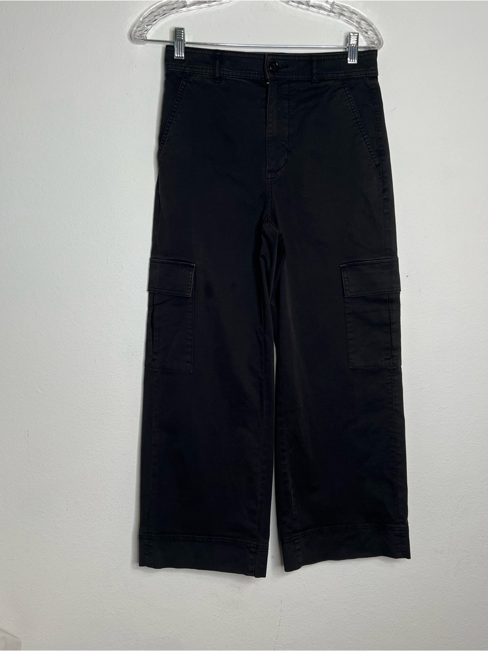 Everlane Womens Wide Leg Utility Cargo Lightweight High Rise Black Pants Size 2
